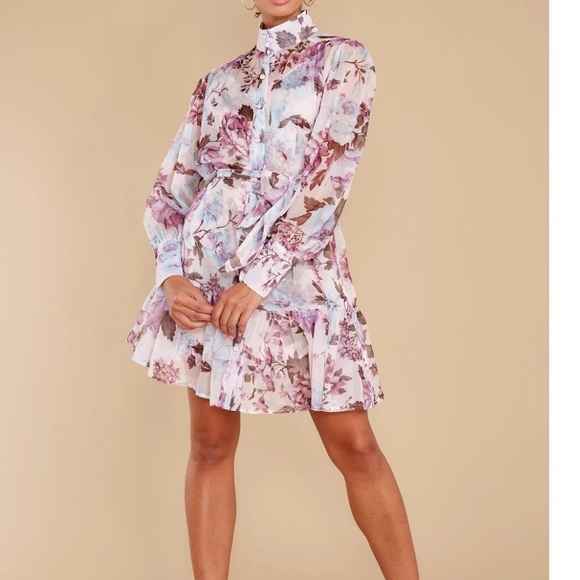 Red Dress Floral Mini Dress - Picture 6 of 7